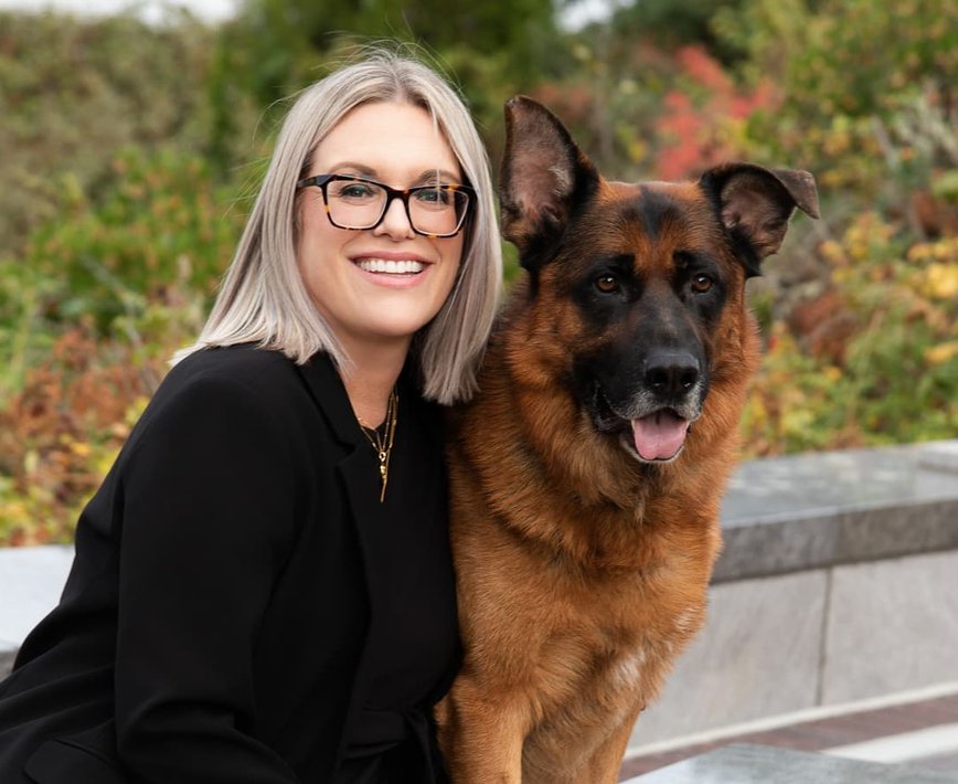 Attorney with a german shepard dog